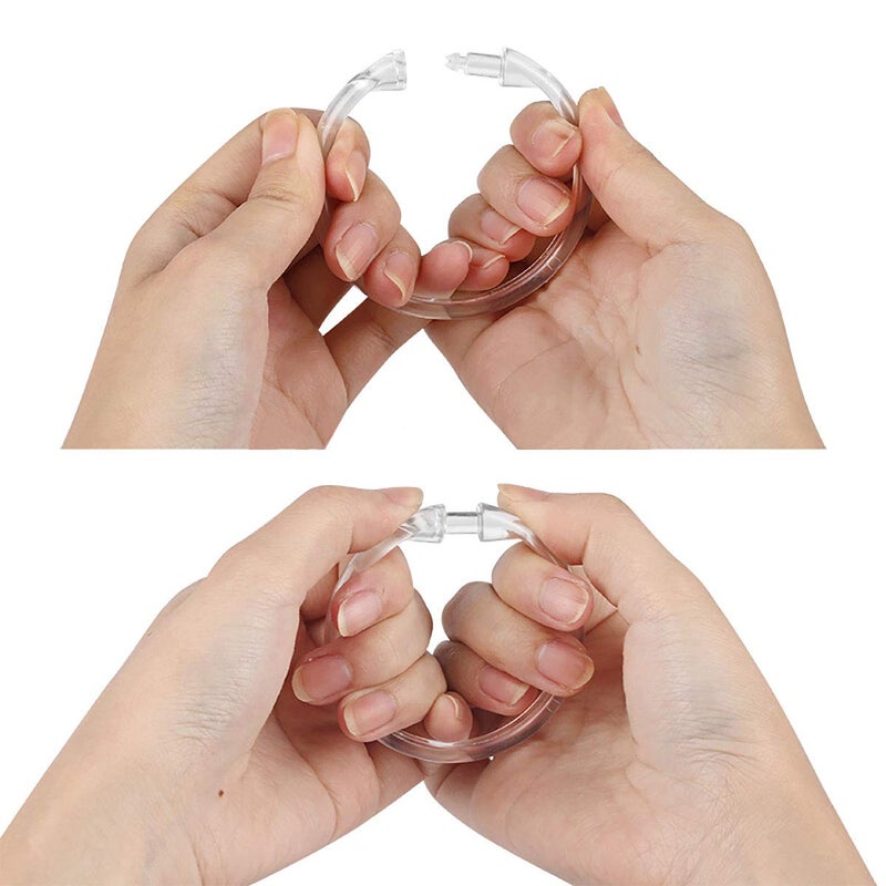 Top-spring Shower Curtain Hooks Clear, 12pcs Plastic Shower Curtain Rings, Round O Rings Hook Hanger for Bathroom Shower Curtain Liner Window Rod - Image 4